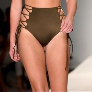 Linea Aqua / Hot as hell high waisted lace up bikini bottom size Small‎
